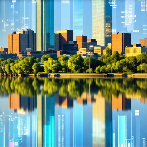 Cityscape of Minneapolis with digital marketing icons indicating local SEO and maps optimization