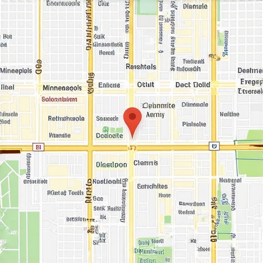 Minneapolis downtown with Google Maps overlay