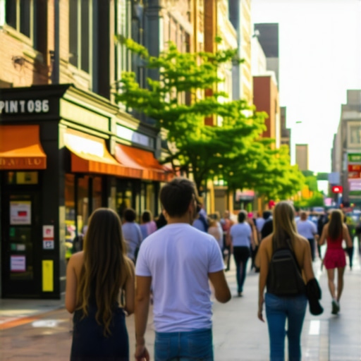 A lively Minneapolis neighborhood with local shops and community members