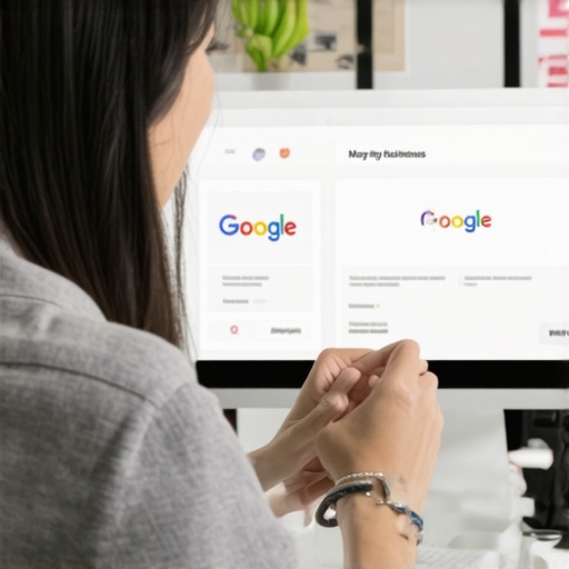 Business owner working on Google My Business profile on a laptop