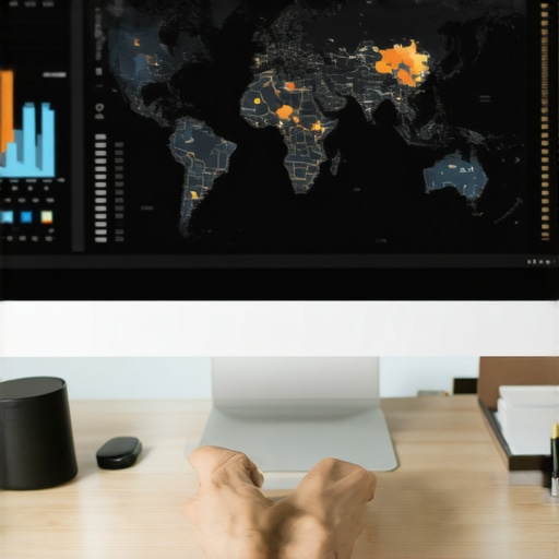 Person reviewing local SEO analytics on a computer, focusing on maps and charts for Google Maps rankings.