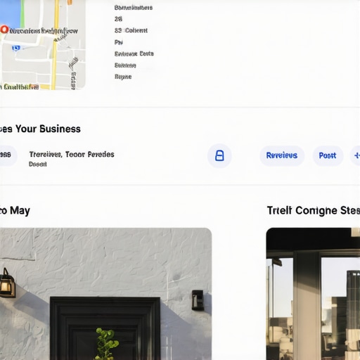 Screenshot of a Google My Business profile showing reviews, posts, and local SEO elements.