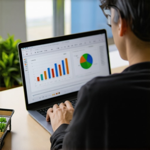 A person reviewing SEO analytics on a computer screen with graphs and charts for local business optimization