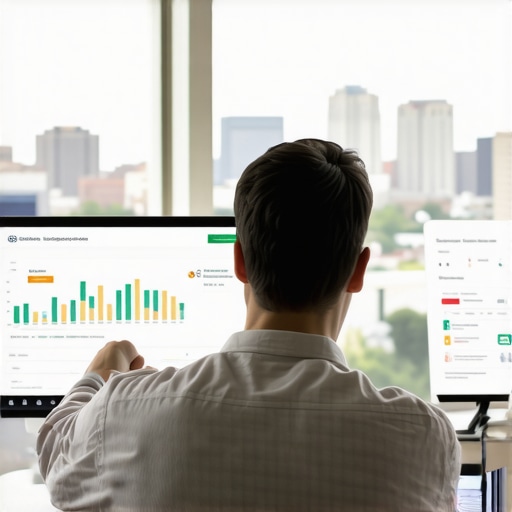 Digital marketer reviewing Minneapolis local SEO dashboard on computer